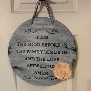 Gray Round Wall Sign with Flower Accent